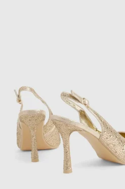 Heels*boohoo Embellished Slingback Court Shoes gold