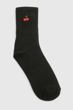 Tights & Socks|Tights & Socks*boohoo Embroidered Cherry Socks black