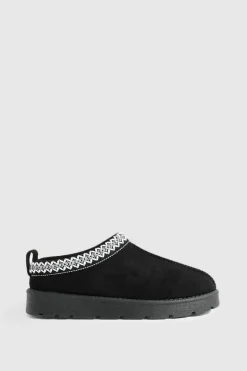 Cosy Boots|All Boots*boohoo Embroidered Cosy Mules black