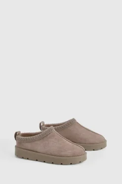 Cosy Boots*boohoo Embroidered Cosy Mules taupe