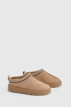 Cosy Boots|All Boots*boohoo Embroidered Cosy Mules mocha