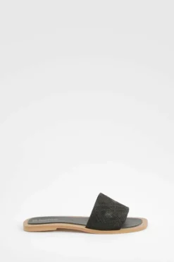 Sandals*boohoo Embroidered Detail Mule Sandals black