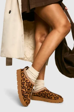 Cosy Boots|All Boots*boohoo Embroidered Cosy Mules leopard