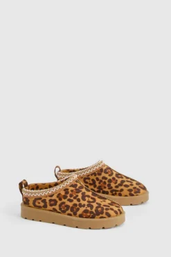 Cosy Boots|All Boots*boohoo Embroidered Cosy Mules leopard