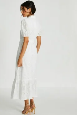 Shirt Dresses*Quiz Embroidered Midaxi Shirt Dress White