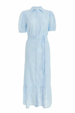 Shirt Dresses*Quiz Embroidered Midaxi Shirt Dress Blue