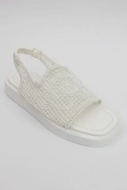 Sandals*Love Lemonade Embroidered Organza Sandals White
