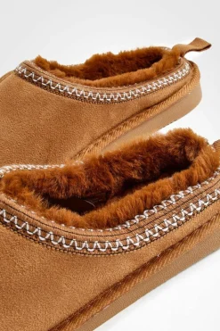 Flats|Cosy Boots*boohoo Embroidered Slip On Cosy Mules chestnut