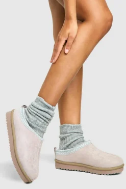 Cosy Boots|All Boots*boohoo Embroidered Slip On Cosy Mules grey