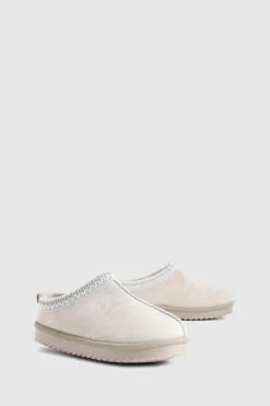 Cosy Boots|All Boots*boohoo Embroidered Slip On Cosy Mules grey