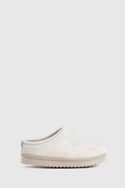 Cosy Boots|All Boots*boohoo Embroidered Slip On Cosy Mules grey