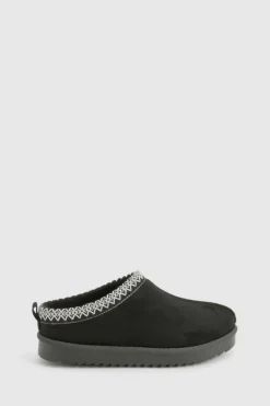 Cosy Boots|All Boots*boohoo Embroidered Slip On Cosy Mules black