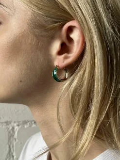 Earrings*SVNX Emerald hoop earrings Green