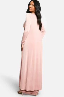 Bodycon Dresses|Maxi Dresses*boohoo Emily Shak Maternity Strappy Cowl Neck Dress And Duster Coat pink