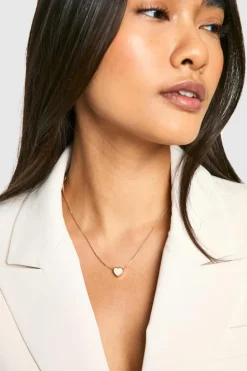 Necklaces*boohoo Enamel Heart Necklace gold