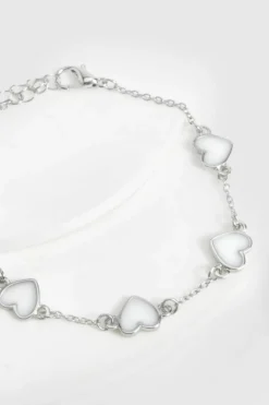 Bracelets*boohoo Enamel Scattered Heart Bracelet silver