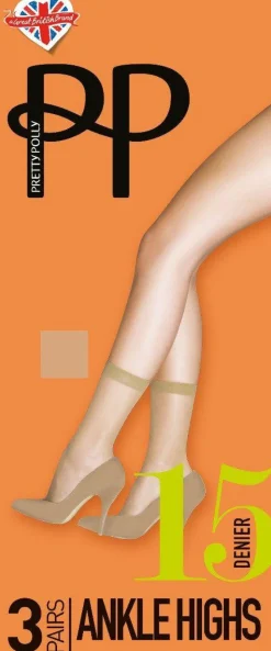 Tights & Socks|Tights & Socks*Pretty Polly Everyday 15 Denier Smooth Knit Ankle Highs 3 Pair Pack - Natural