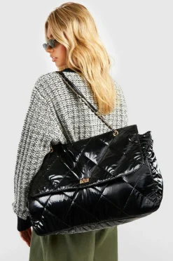 Handbags|Tote Bags*boohoo Extra Large Quilted Tote Bag black