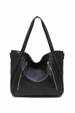 Handbags|Tote Bags*Kitise Extra-Large Braided Handle Slouch Tote Shoulder Handbag Black