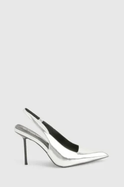 Heels*boohoo Extreme Pointed Slingback Court Shoes silver