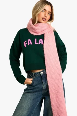 Jumpers*boohoo FA LA LA Crop Christmas Jumper green