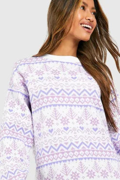 Jumper Dresses|Jumper Dresses*boohoo Fairisle Christmas Jumper Dress lilac