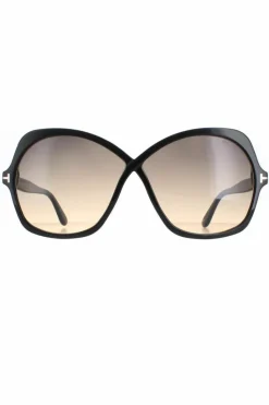 Sunglasses*Tom Ford Fashion Shiny Smoke Gradient Rosemin FT1013 Black