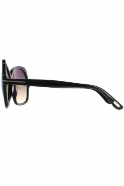 Sunglasses*Tom Ford Fashion Shiny Smoke Gradient Rosemin FT1013 Black