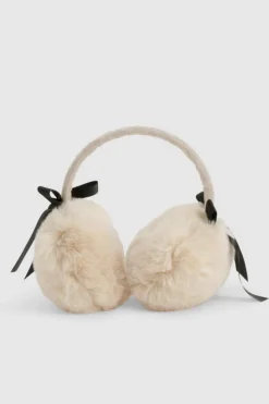 Earmuffs*boohoo Faux Fur Bow Detail Earmuffs beige