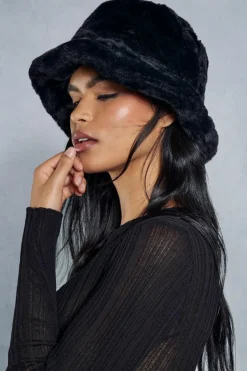 Hats & Gloves|Hats & Gloves*MissPap Faux Fur Bucket Hat black