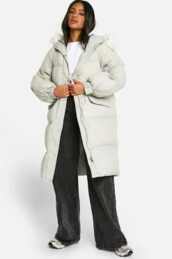 Up To 80% Off Winter Warmers|Parkas*boohoo Faux Fur Hood Padded Parka stone