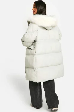 Up To 80% Off Winter Warmers|Parkas*boohoo Faux Fur Hood Padded Parka stone