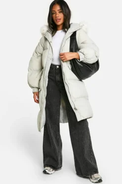 Up To 80% Off Winter Warmers|Parkas*boohoo Faux Fur Hood Padded Parka stone