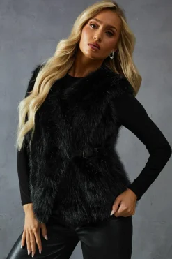 Heels|Gilets*MissPap Faux Fur Panelled Gilet black