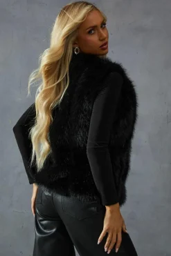 Heels|Gilets*MissPap Faux Fur Panelled Gilet black