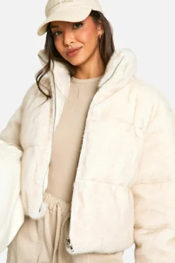Up To 80% Off Winter Warmers|Puffer Jackets*boohoo Faux Fur Puffer Jacket cream