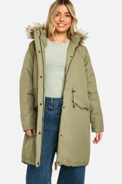 Up To 80% Off Winter Warmers|Parkas*boohoo Faux Fur Trim Parka khaki