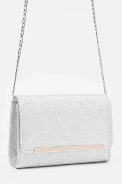 Cross-Body Bags|Handbags*Quiz Faux Leather Chain Bag Silver
