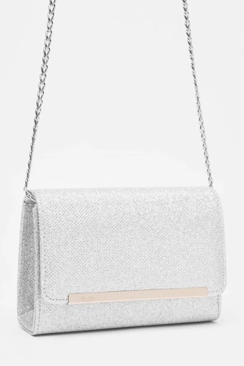 Cross-Body Bags|Handbags*Quiz Faux Leather Chain Bag Silver