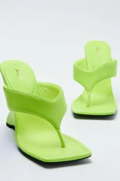 Wedges*NastyGal Faux Leather Flip Flop Wedge Heels lime