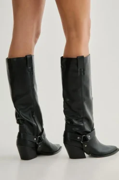 Cowboy Boots*NastyGal Faux Leather Pointed Toe Knee High Western Boot black