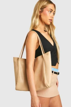 Handbags|Tote Bags*boohoo Faux Leather Slouchy Tote Bag beige