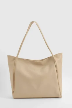 Handbags|Tote Bags*boohoo Faux Leather Slouchy Tote Bag beige