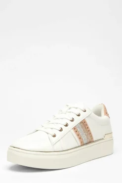 Trainers*Quiz Faux Leather Trim Trainers Pink