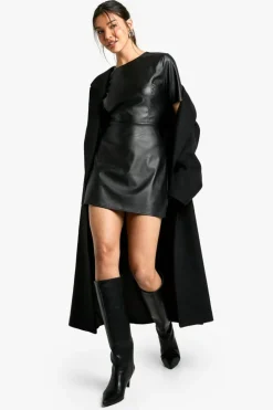 T-Shirt Dresses|Shirt Dresses*boohoo Faux Leather T-shirt Mini Dress black