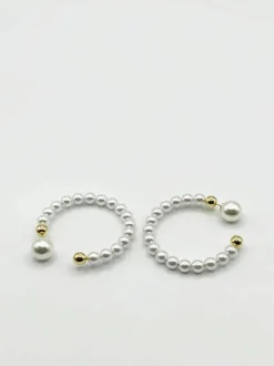 Earrings*SVNX Faux Pearl Hoop Earrings Gold