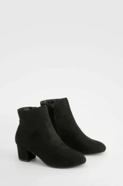 Heels|Heeled Boots*boohoo Faux Suede Basic Block Heel Shoe Boots black