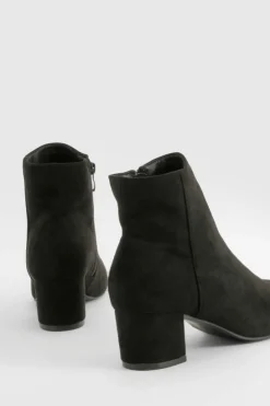 Heels|Heeled Boots*boohoo Faux Suede Basic Block Heel Shoe Boots black