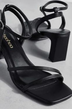 Heels*boohoo Faux Suede Basic Low 2 Part Heels black