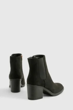 Heels|Heeled Boots*boohoo Faux Suede Block Heel Ankle Boot black